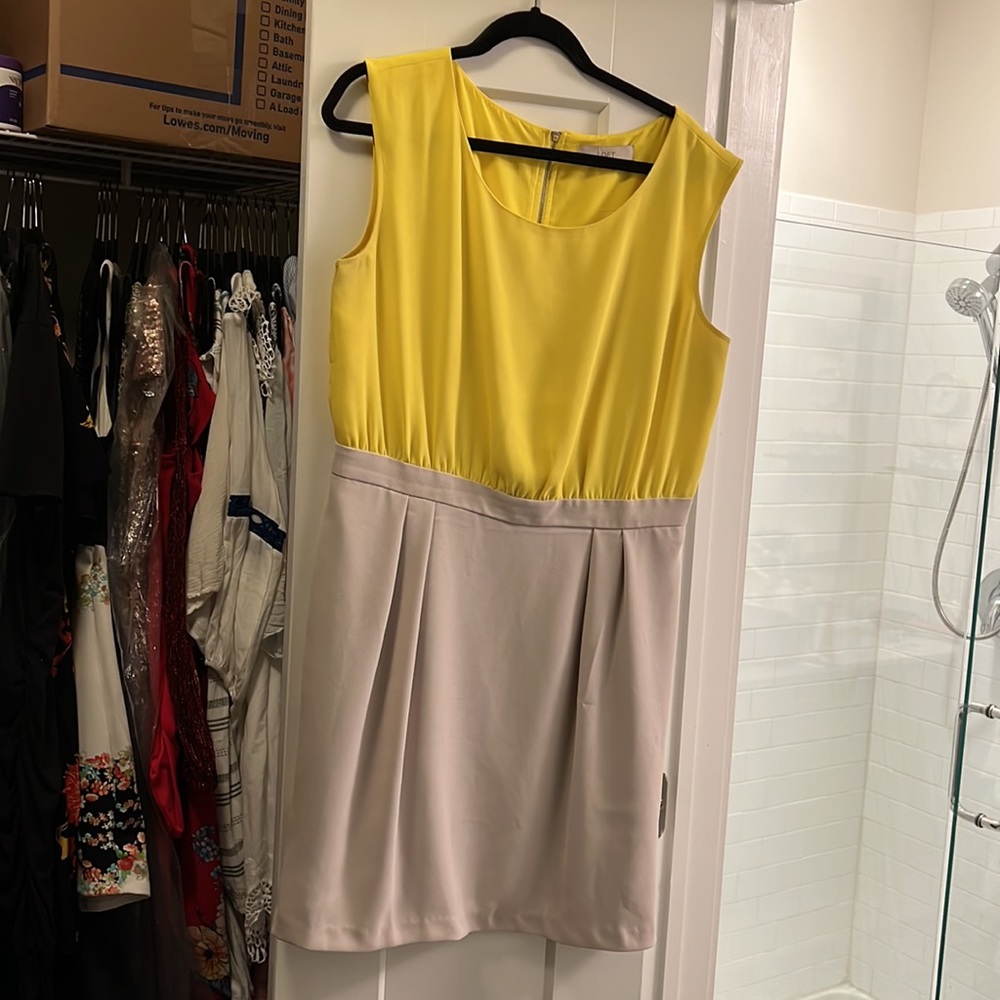 Ann Taylor LOFT yellow and beige dress work business